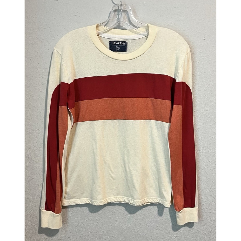 MODCLOTH x Camp Collection T-Shirt Size Small Retro Long Sleeve 70's 80's Stripe